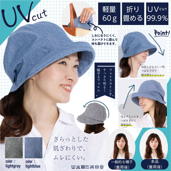 楽天市場 人気 帽子 レディース 秋冬 Uvカット帽子 大きいサイズ Uv 折りたたみ つば広 Uvカット ダンガリー風uvお出かけ帽子 キャスケット 折り畳み 日よけ Uv 小顔効果 運動会 旅 デニムハット デニム帽子 被る日傘 ハット 日よけ帽子 首 日よけ つば広帽子 Uv