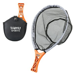 ラバーコーティングネット タモ網 玉網 ランディングネット 職人仕上げ 曲柄/直柄 小型 コンパクトで軽量 収納バッグ付き 渓流釣り フライフィッシング 餌釣り