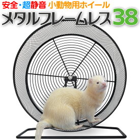 小動物用ホイール 【 メタルフレームレス 38 】38cm 回し車 フレームレス 小動物用 ホイールベルト付 スタンド ケージ掛け 静音 安全 ペット シマリス デグー ハリネズミ チンチラ プレリードッグ フェレット