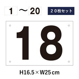 【20枚セット】駐車場 番号札 1～20セット 番号プレート H16.5×W25cm 駐車場 看板 プレート ナンバープレート cn-101-20set