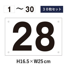 【30枚セット】駐車場 番号札 1～30セット 番号プレート H16.5×W25cm 駐車場 看板 プレート ナンバープレート cn-101-30set