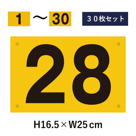 【30枚セット】駐車場 番号札 1～30セット 反射仕様 番号プレート H16.5×W25cm 駐車場 看板 プレート ナンバープレート cn-101-hs-30set