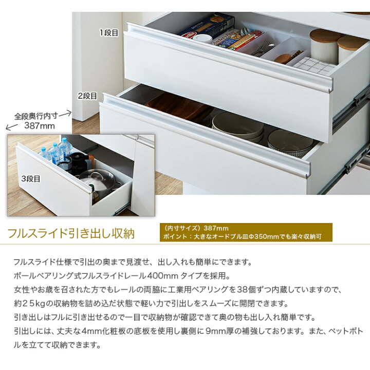 楽天市場】キッチンボード 食器棚 引き戸 幅115 奥行47 高さ194cm 