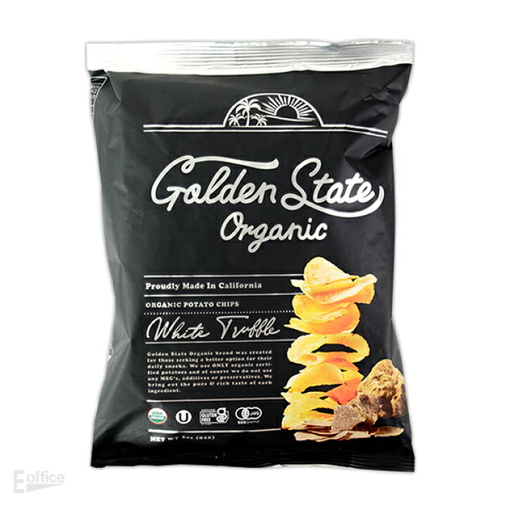 楽天市場 オーガニックポテトチップス ホワイトトリュフ Golden State Organic ホワイトデー 化学調味料不使用 グルテンフリー 有機jas Usda認証 アメリカ 白トリュフ お菓子 海外 おしゃれ 大人 外国 デザイン 有機ポテトチップス 高級感 おしゃれ文具専門店イー