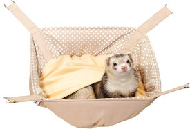フェレット用サークル型ハンモック もぐれる水玉サークル（ベージュ）レインボー