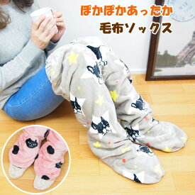 靴下 レディース 暖かい ルームソックス ニーハイ くつ下 冷え性 くつした もこもこ あったか 冷え取り 毛布 防寒 室内 猫 黒猫 ネコマンジュウ ターチャン ネコ ねこ ブルトン イヌ ターチャン 柴犬 シバタ ハリネズミ 【毛布ソックス】【ネコポス便不可】【あす楽対応】