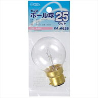 ピン式ボール球 G50 B22D 25Wクリア_LB-G5B25-C 04-6626 オーム電機