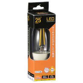 LED電球 フィラメント シャンデリア球 E17 25形 電球色 クリア 全方向｜LDC2L-E17 C6 06-3465 OHM