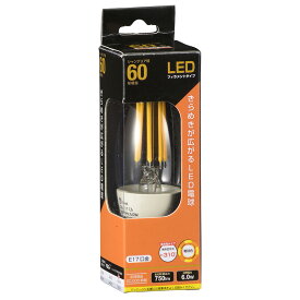 LED電球 フィラメント シャンデリア球 E17 60形 電球色 クリア 全方向｜LDC6L-E17 C6 06-3467 OHM