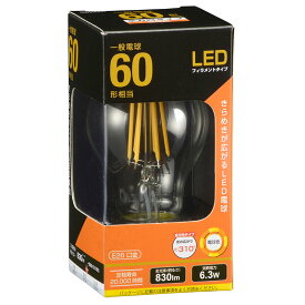 LED電球 フィラメント 一般電球 E26 60形相当 電球色 クリア 全方向｜LDA6L C6 06-3463 OHM