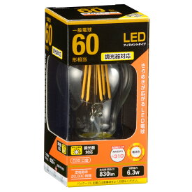 LED電球 フィラメント 一般電球 E26 60形相当 調光器対応 電球色 クリア 全方向｜LDA6L/D C6 06-3483 OHM