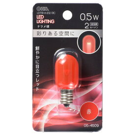 LED電球 ナツメ球形 E12/0.5W 赤 クリア｜LDT1R-H-E12/13C 06-4609 OHM オーム電機