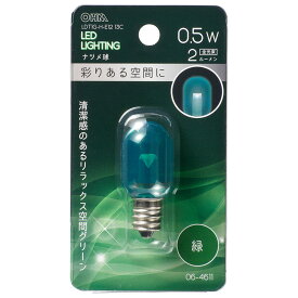 LED電球 ナツメ球形 E12/0.5W 緑 クリア｜LDT1G-H-E12/13C 06-4611 OHM オーム電機
