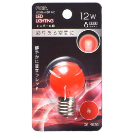 LED電球 ミニボール電球形 E17/1.2W 赤 クリア｜LDG1R-H-E17 14C 06-4636 OHM オーム電機