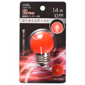 LED電球 ミニボール電球形 E26/1.4W 赤 クリア｜LDG1R-H 13C 06-4682 OHM オーム電機