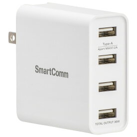 SmartComm USBチャージャー 4ポート｜MAV-AU436N 03-3091 オーム電機