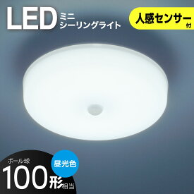 シーリングライト LED 小型 人感センサー 100形 1650ルーメン 昼光色 ミニシーリング 玄関 トイレ 洗面所｜LE-Y13RB-WD 06-5065 オーム電機
