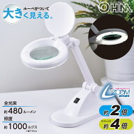 L-ZOOM エルズーム 拡大鏡 ルーペ ライト付き デスクライト LED 倍率 約2倍 サブレンズ 約4倍 昼白色 ホ…