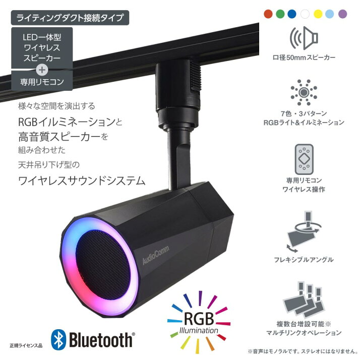 楽天市場】スピーカー付きライト レールライト用 イルミネーション 7  
