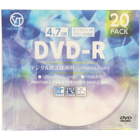 ヴァーテックス 録画用DVD-R 16倍速 20枚ケース DR-120DVX.20CAN 13-3252
