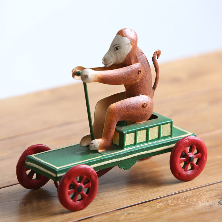 楽天市場】モンキー オン プルカート ミニカー おもちゃ 車 ブリキ 