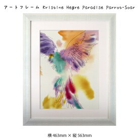 アートフレーム Kristine Hegre Paradise Parrot-Soar クリスティーン・ヘグレ 絵画 絵 壁掛け 壁飾り 水彩画 アートポスター パステルカラー 463×563mm インテリア おしゃれ フレーム付き 額縁 額入り モダン アート 色彩 スタイリッシュ 鳥 フレーム パネル