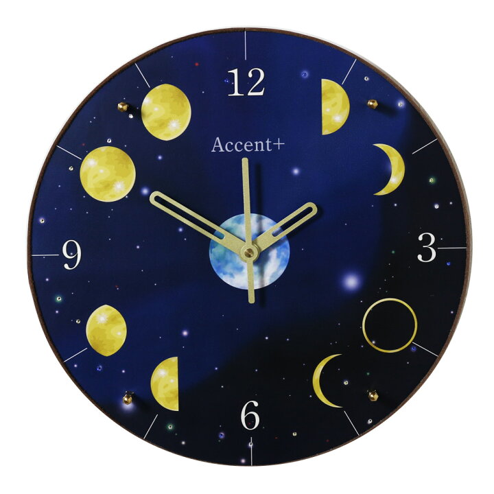 楽天市場】掛時計 月 Moon Clock 月の満ち欠け 星 時計 壁掛け 