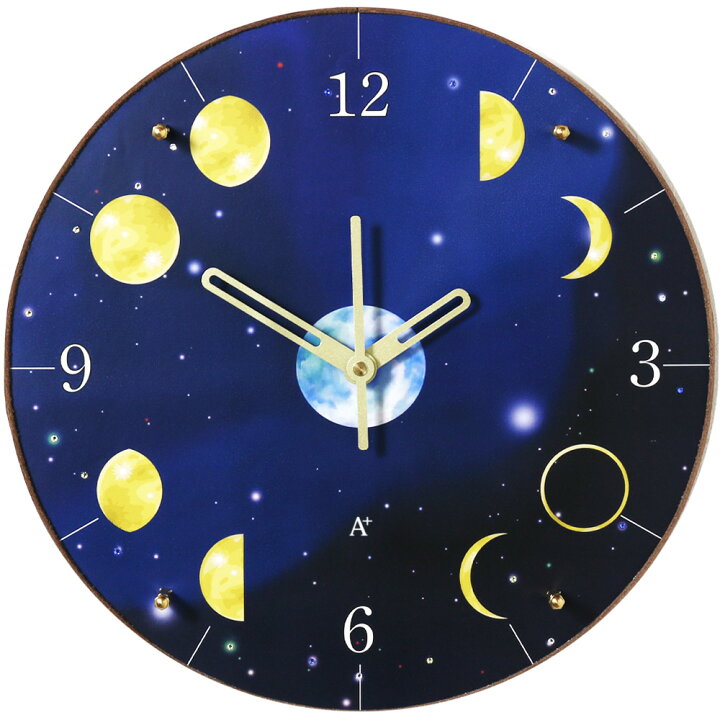 楽天市場】掛時計 月 Moon Clock 月の満ち欠け 星 時計 壁掛け 