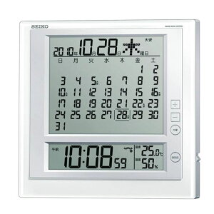 SEIKO セイコー 掛置時計 カレンダー式 電波時計 電波掛け時計 電波掛時計 掛け時計 壁掛け時計 壁掛時計 電波置き時計 置き時計 1か月 カレンダー 温度 湿度 温度計付き 湿度計 温湿度計 デジ