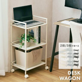 サイドワゴン 2段 3段 デスク横 収納 幅43 奥行30 スリム おしゃれ ワゴン キャスター付き 薄型 ラック ファイルラック プリンター収納 キャビネット デスク周り 収納 ラック 文具 パソコンデスク 北欧 アイボリー グレー ブラック gc-p46