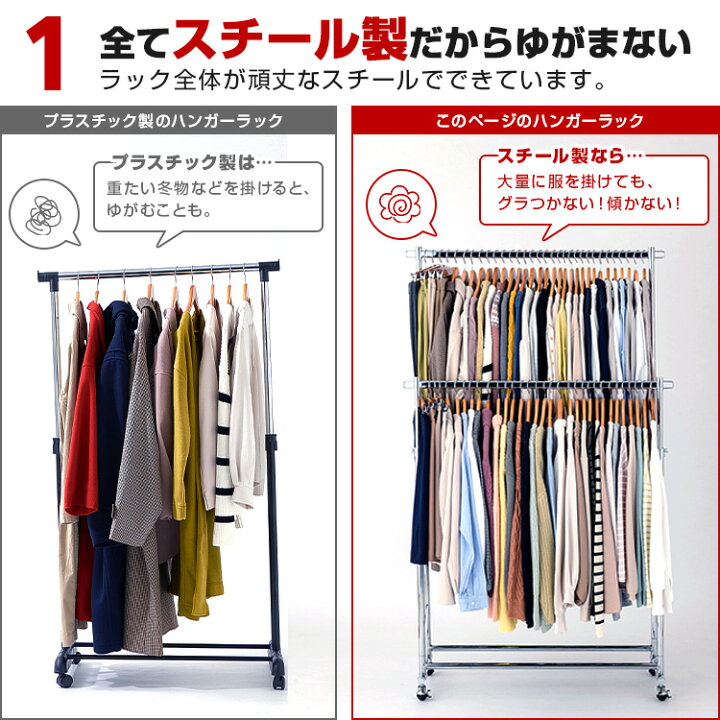 楽天市場】【カラーが選べる】 ハンガーラック 頑丈 2段 高耐荷重 業務 