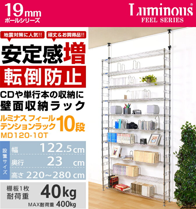楽天市場】スチールラック 本棚 大容量 ルミナス ラック 幅120 奥行20 