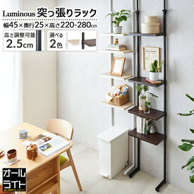 【10%OFF！6/4 20:00～6/11 1:59】突っ張り ラック 幅40センチ スリム 収納 パーテーション おしゃれ 壁面収納 つっぱり 洗面所 洗濯機 ランドリーラック 棚 キッチン 伸縮 天井 シェルフ 薄型 ウォールシェルフ ルミナス ノワール ラテ 白 黒 ホワイト ブラック