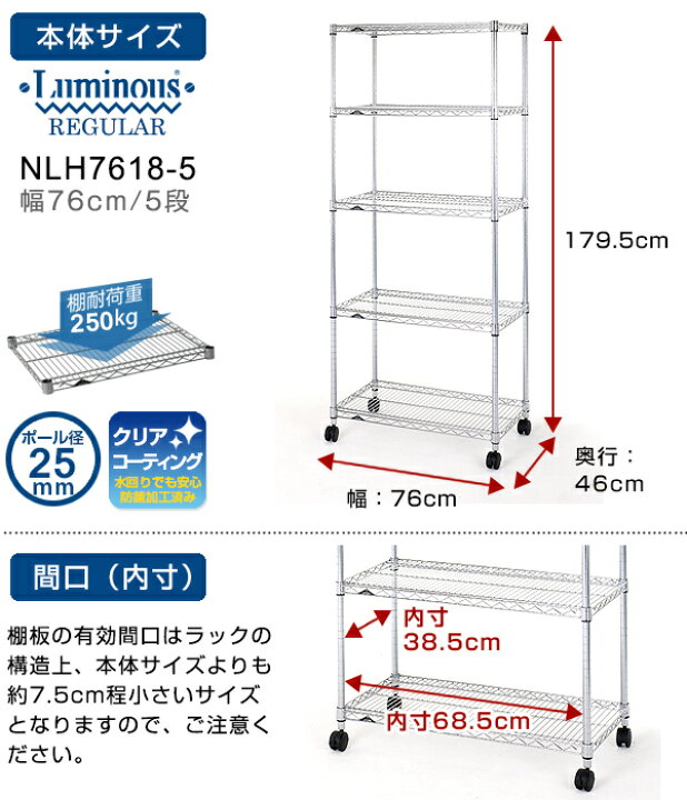 ルミナス スチールラック 防錆・耐荷重250kg