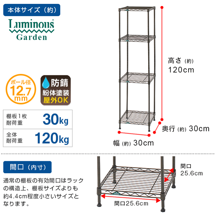 楽天市場】ルミナス ガーデンラック プランタースタンド 4段 幅30 奥行