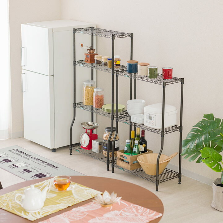 楽天市場 ラック ガーデンラック 4段 幅60 奥行30 黒 屋外使用 スチールラック スリム 防錆 防サビ フラワースタンド プランターラック エクステリアラック アウトドア 園芸 ガーデニング 鉢置き 観葉植物 収納 棚 バルコニー ベランダ テラス ブラック 高さ1 ルミナス