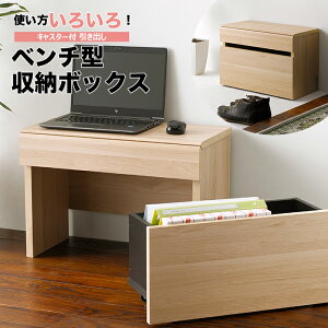 ベンチ型収納ボックス ベンチボックス 4060 高さ41.1cm エントランスベンチ キャスター付き 収納ボックス パソコンデスク 子供用デスク リビング収納 薄型 コンバクト 座れる 椅子 玄関 玄関収
