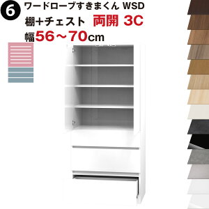 ワードローブすきまくん WSD 棚+チェスト 両開 3C 幅56〜70cmセミオーダー 完成品 国産 日本製 チェスト タンス たんす ラック 収納 収納家具 おしゃれ インテリア