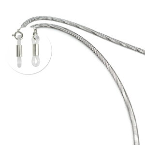 メガネチェーン 18金 ホワイトゴールド オーバルスネークチェーン(筒型) 幅3.5mm 長さ70cm 眼鏡チェーン|鎖 K18WG k18 18k 貴金属 ジュエリー レディース メンズ