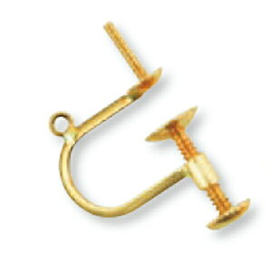 【1個売り】 イヤリングパーツ 18金 イエローゴールド ネジ式イヤリングパーツ つきさし付き 丸カン付き 縦13.0mm ノンホール|手芸用品 金具 飾り パーツ 部品 K18YG k18 18k 貴金属