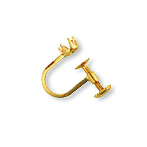 【1個売り】 イヤリングパーツ 18金 イエローゴールド ネジ式イヤリングパーツ ティファニータイプ爪付き 1分石用 石枠 空枠 石座 台座 シャトン ノンホール|手芸用品 金具 飾り パーツ 部