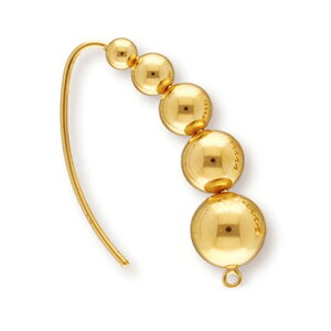 【1個売り】 ピアスパーツ 18金 イエローゴールド フックピアスパーツ 3・4・5・6・7.0mm玉付き 丸カン付き 線径0.70mm 縦25.0mm|手芸用品 金具 飾り パーツ 部品 K18YG k18 18k 貴金属