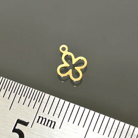 【1個売り】 チャームパーツ 18金 イエローゴールド プレートチャーム フラワー 中抜き 環付き 縦7.5mm 横6.0mm 花｜手芸用品 金具 飾り パーツ 部品 K18YG k18 18k 貴金属