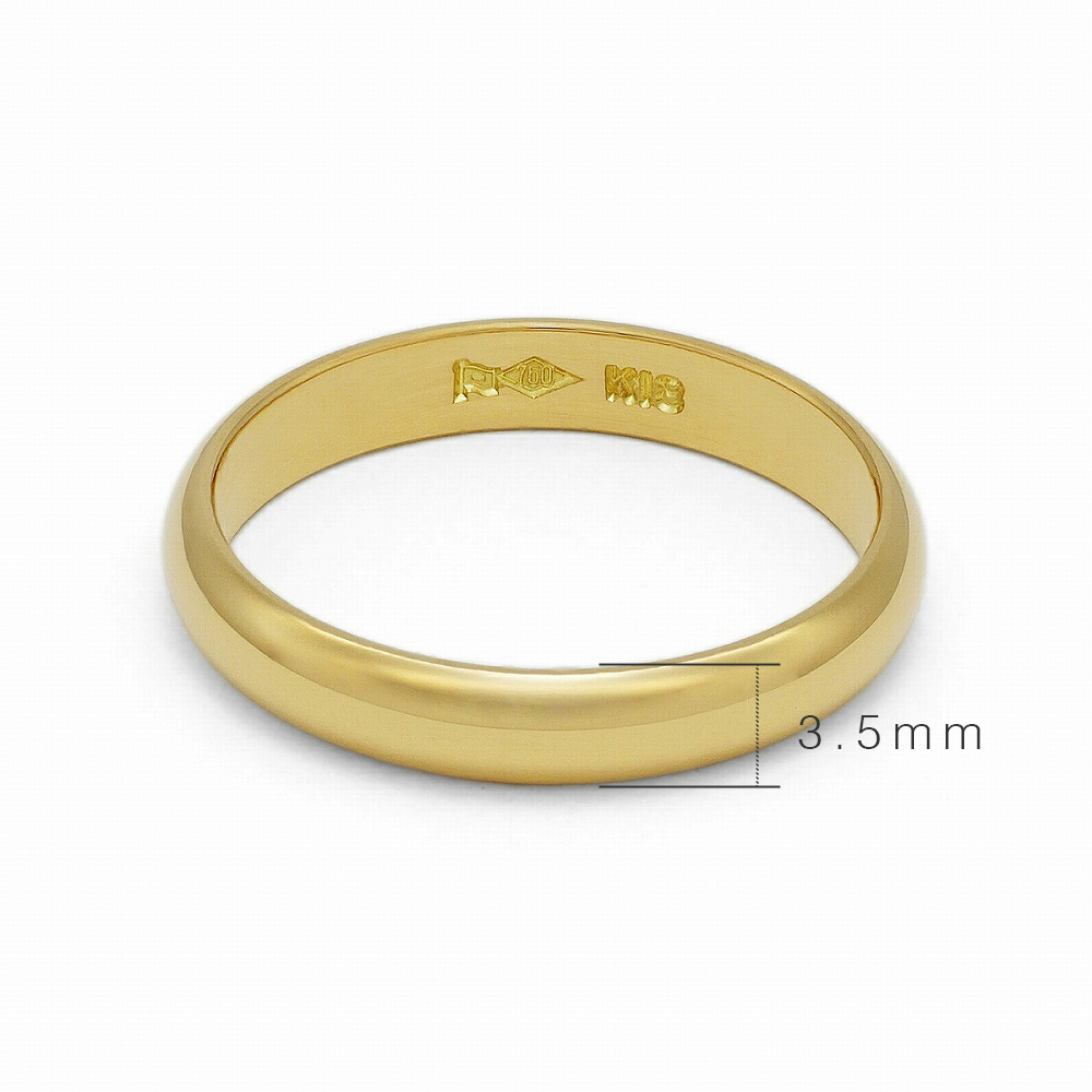 指輪 18金 イエローゴールド 窪みのあるV字リング 幅2.1mm-