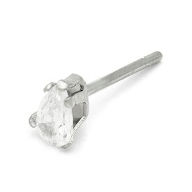 【バラ売り/1個】 ピアス サージカルステンレス ティアドロップ型キュービックジルコニアのピアス 高さ5.0mm クリア 雫 滴 しずく シズク 水滴｜医療用ステンレス アクセサリー レディース メンズ