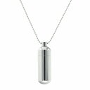 ペンダントトップ サージカルステンレス 丸みのある筒型のネジ式ロケットペンダント 直径13.0mm 高さ44.0mm ネックレスチェーン付き カプセル カロート...