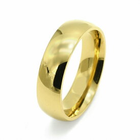 指輪 サージカルステンレス シンプルな甲丸リング 幅6.0mm 金色 ゴールド｜医療用ステンレス アクセサリー レディース メンズ