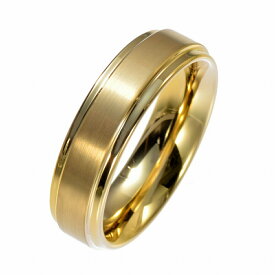 指輪 タングステン センターラインマット加工の段付きリング 幅6.0mm 金色 ゴールド｜Tungsten アクセサリー レディース メンズ