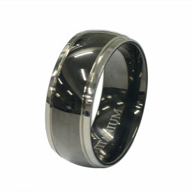 指輪 チタン センターラインブラックの甲丸リング 幅8.0mm 黒 ブラック 銀色 シルバー｜Titan アクセサリー レディース メンズ