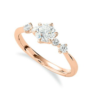 指輪 18金 ピンクゴールド 天然石 サイドストーンリング 主石の直径約5.2mm しぼり腕 六本爪留め|K18PG k18 18k 貴金属 ジュエリー レディース メンズ